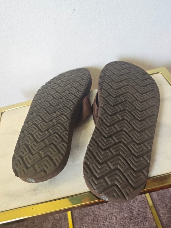Teva Men’s Voya Flip Leather Sandals Brown Mush Topsole Leather Straps Size 11